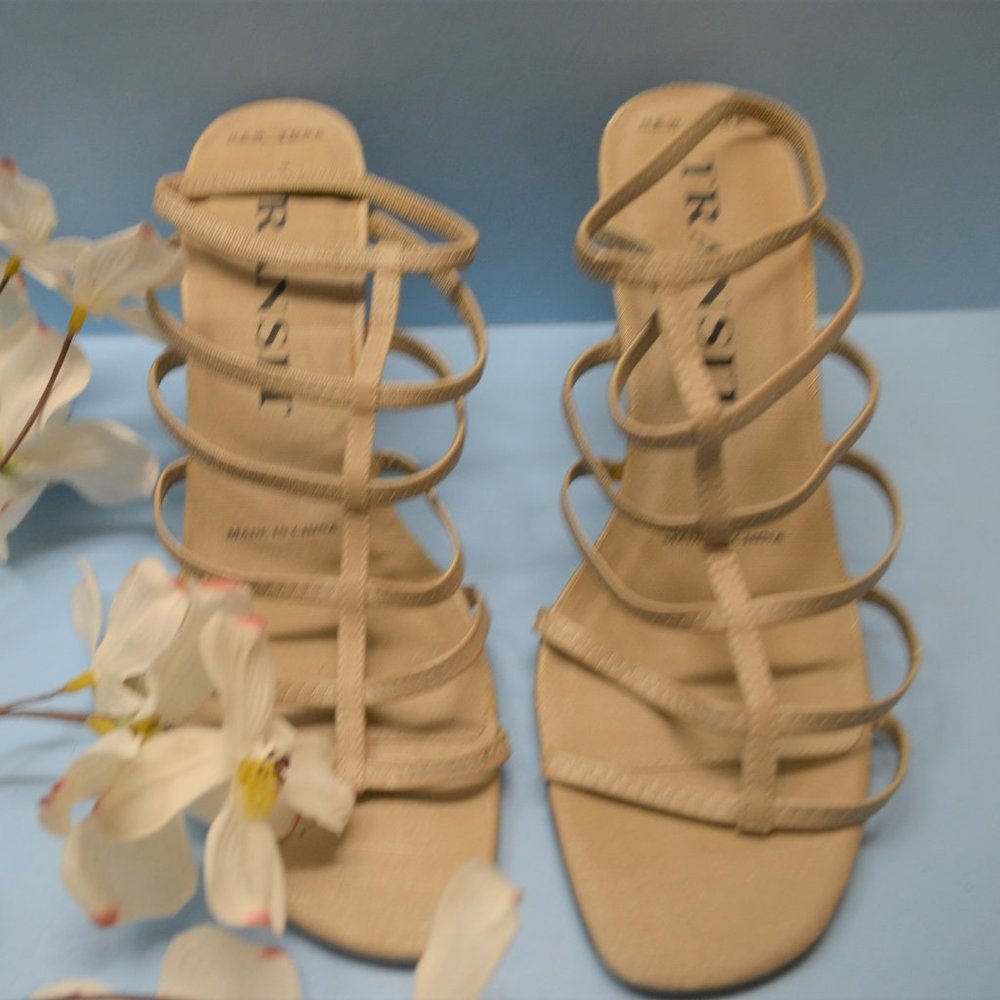 New York Transit Cream Colored 2" Strapped Heels for Women
